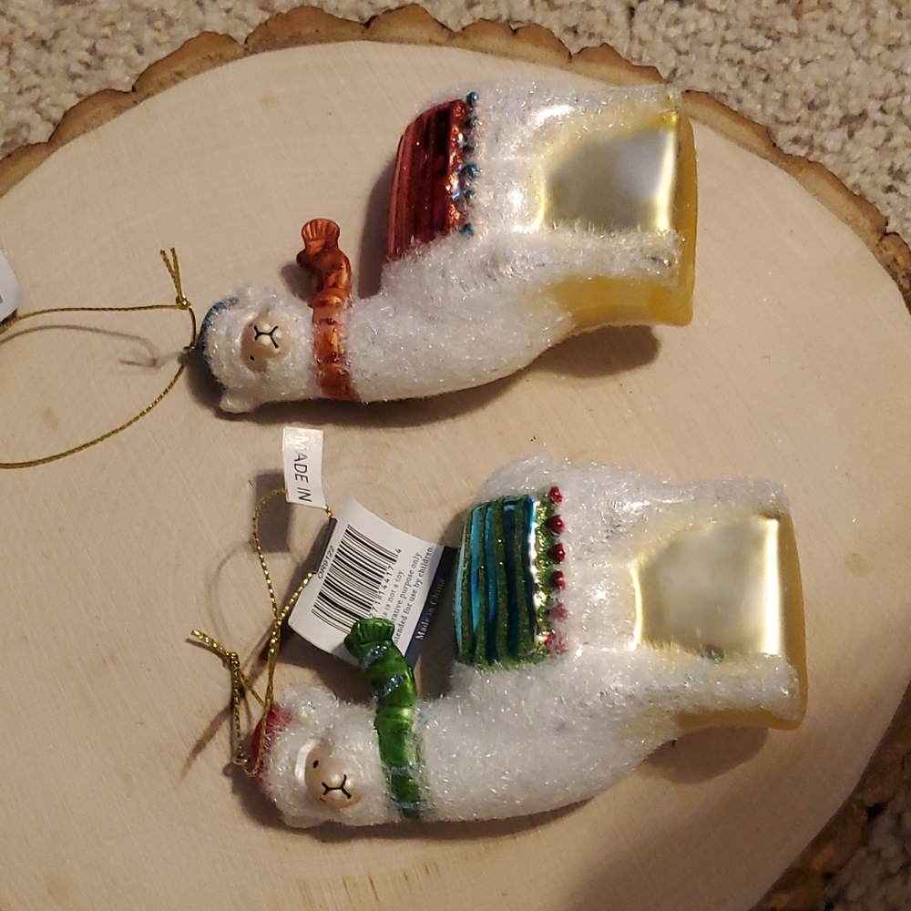 Sullivan Gifts Set 12 Glass Llama Christmas Ornaments South Dakota